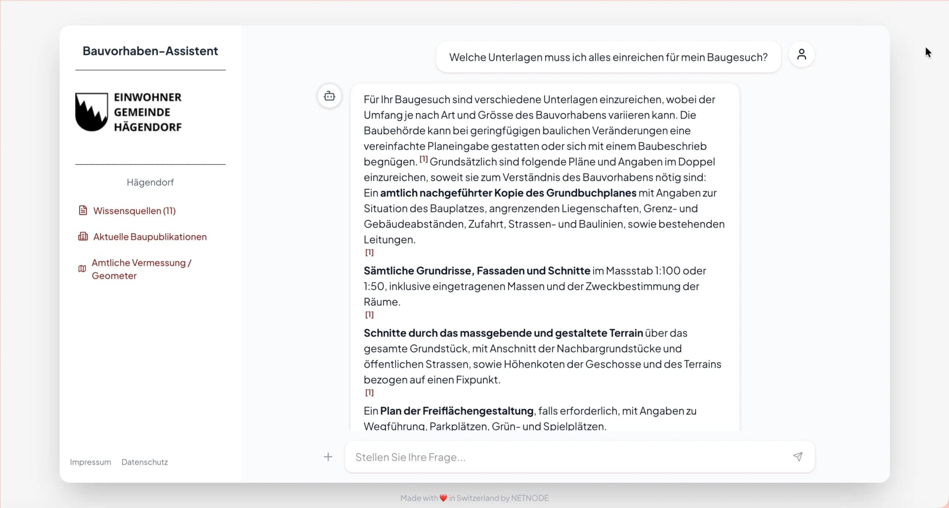 Bauvorhaben Assistent Chat Interface